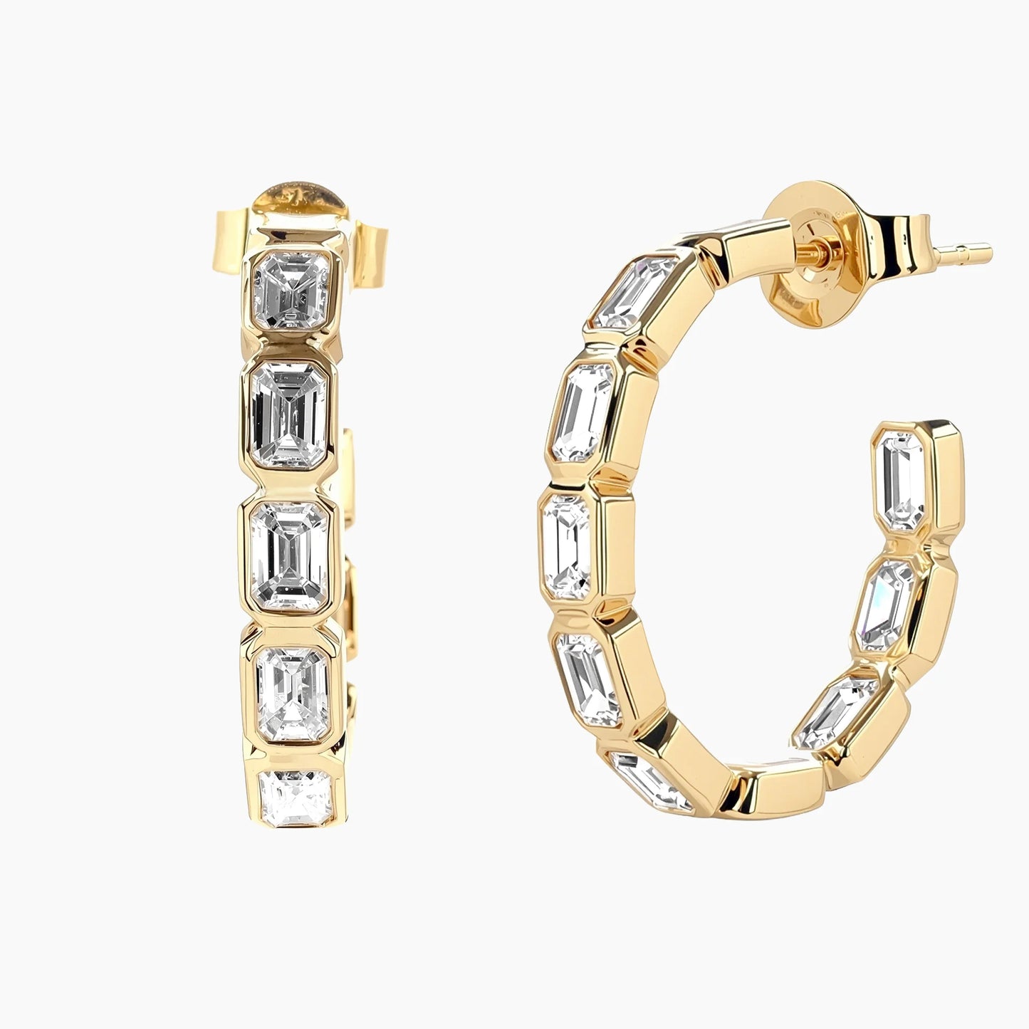 MIA-BELLE Emerald Bezel In-Out Hoops |