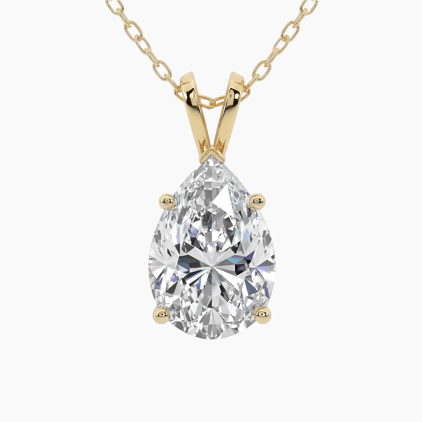 ALMA Classic Pear Solitaire Design with Adjustable Cable Chain |