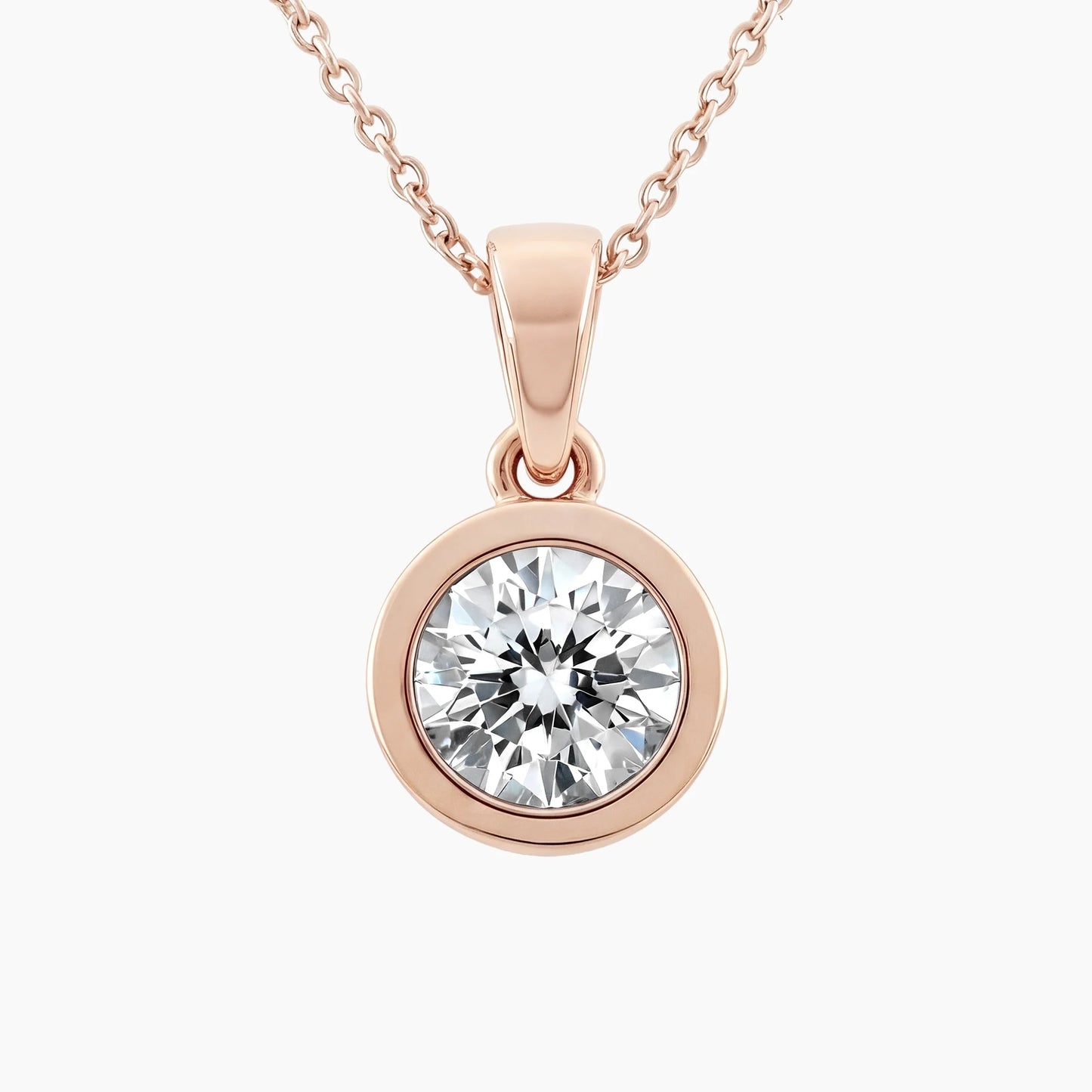 GRACE Round Bezel-Set Solitaire Design with Adjustable Cable Chain |