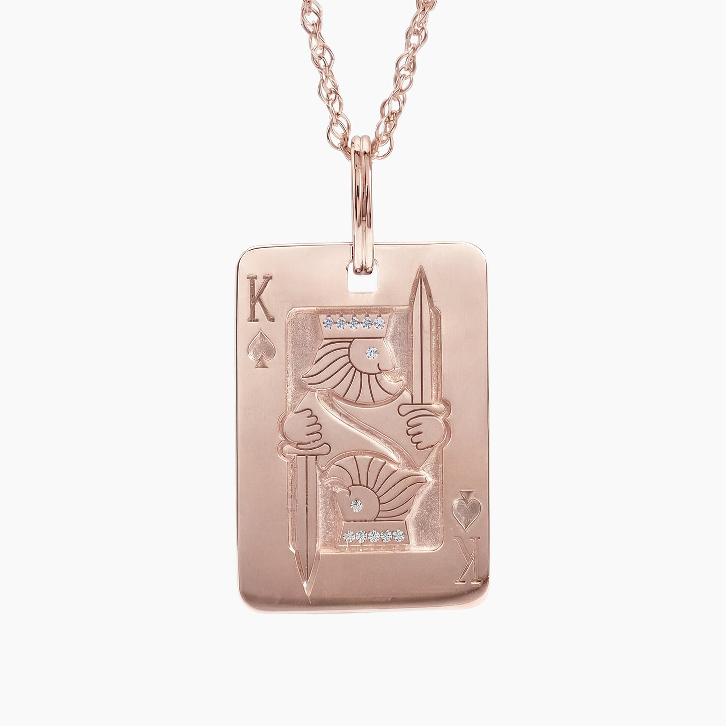 Carmine King of Spades Design in 14K Gold with Chain |