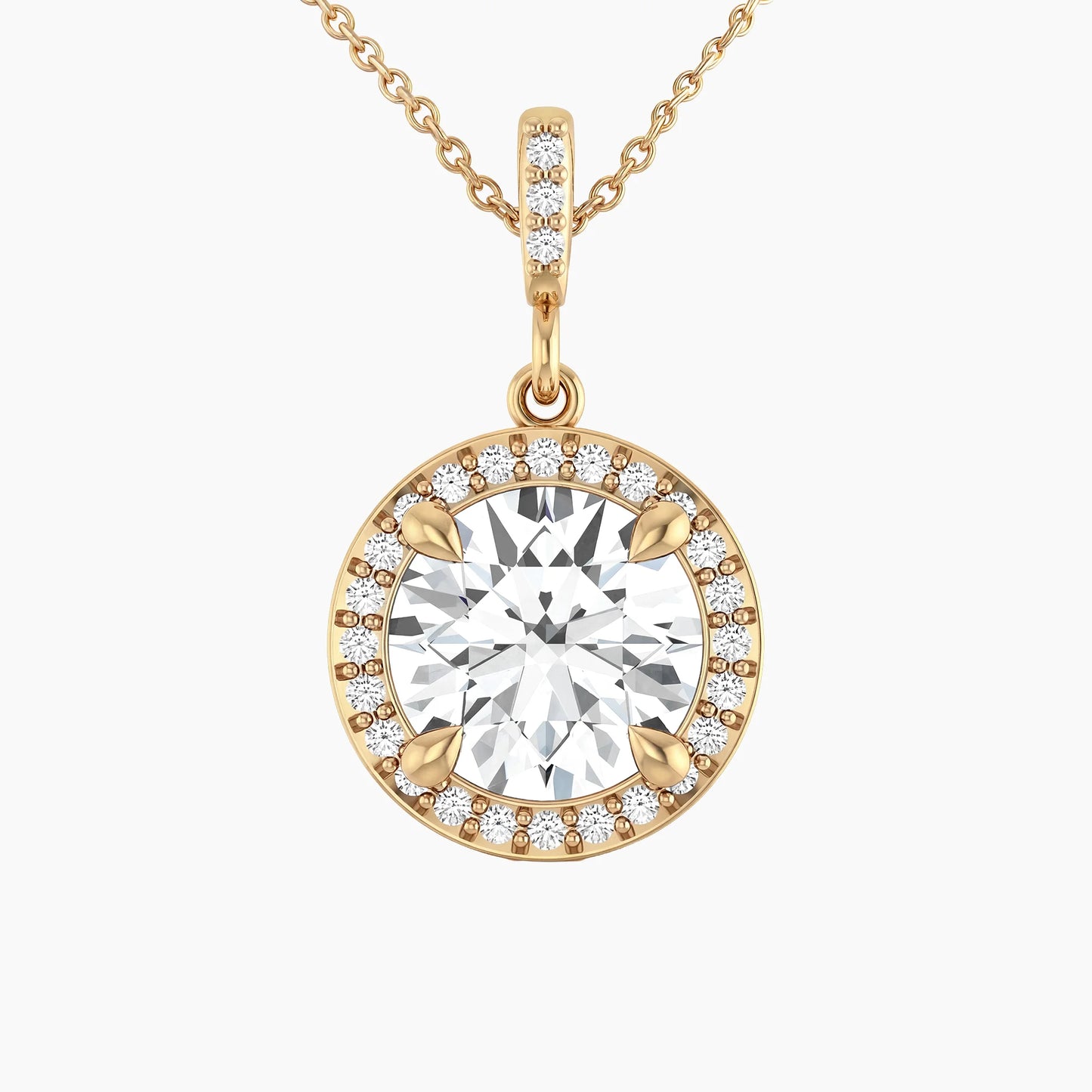 ANTONIA Round Halo Design with 14K Gold Chain |
