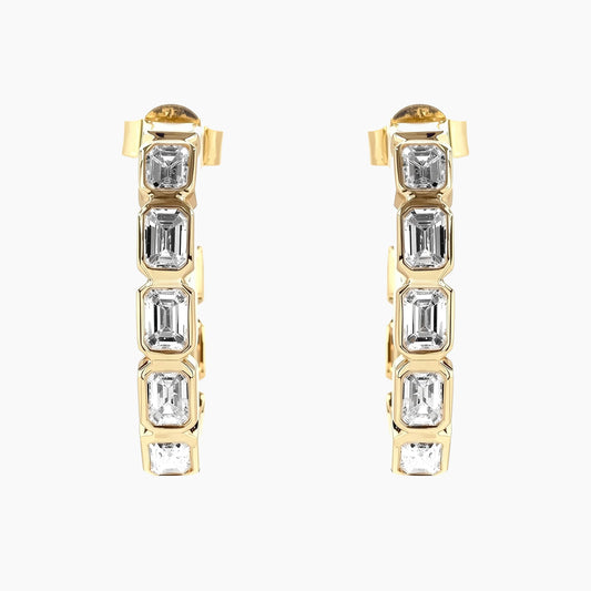 MIA-BELLE Emerald Bezel In-Out Hoops |