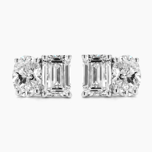 ROSETTA "Toi et Moi" Emerald and Oval Studs |