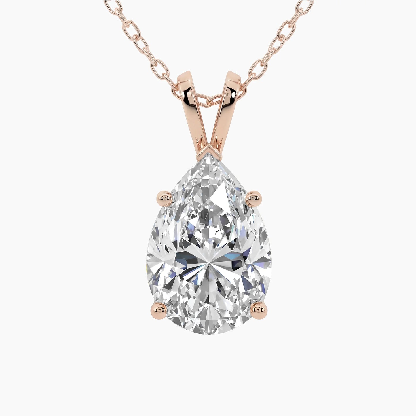 ALMA Classic Pear Solitaire Design with Adjustable Cable Chain |