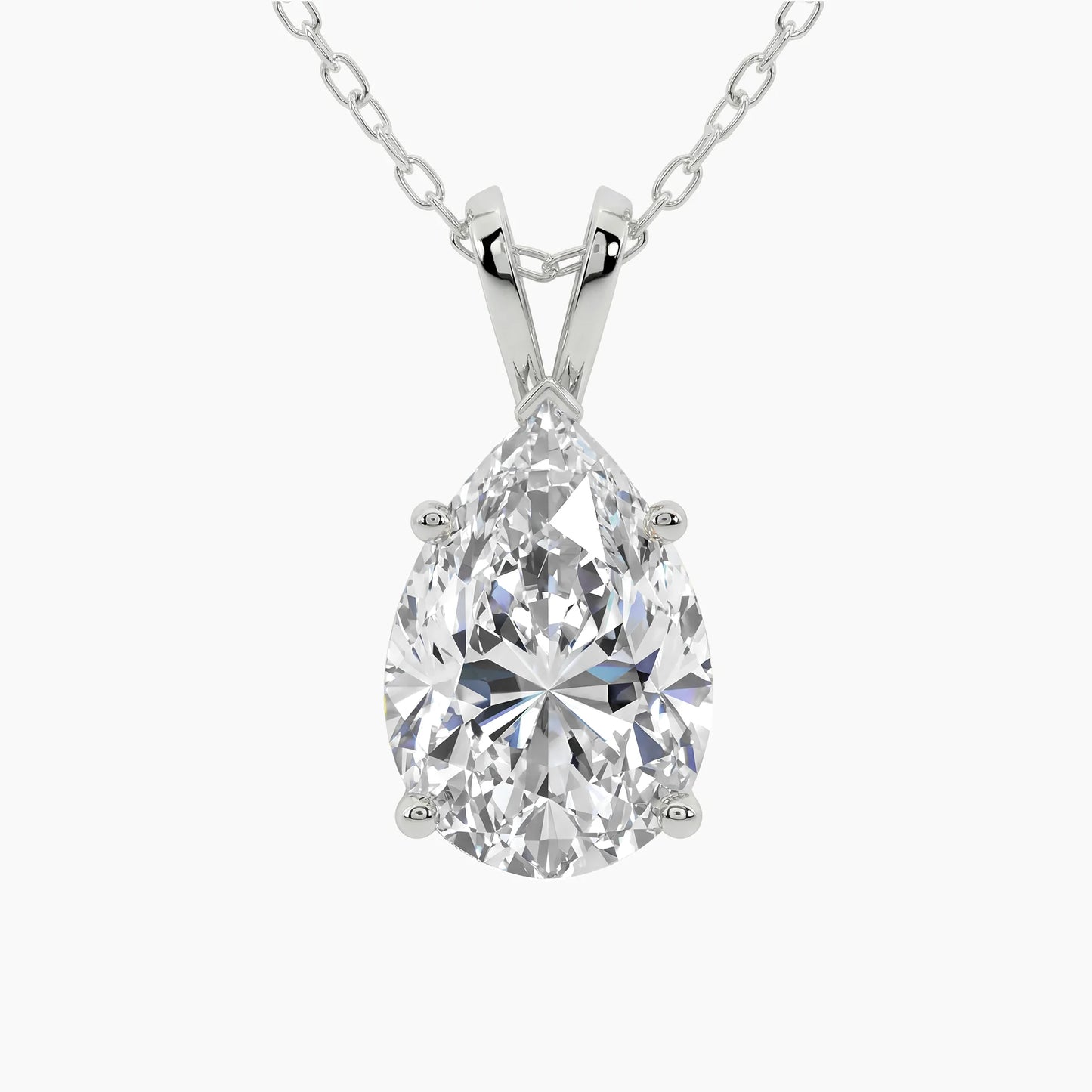 ALMA Classic Pear Solitaire Design with Adjustable Cable Chain |