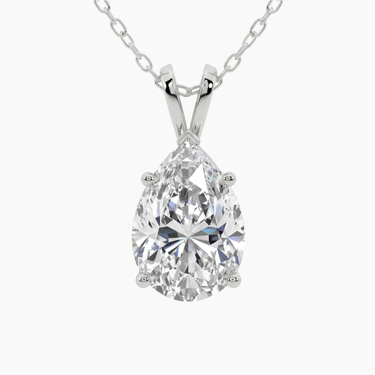 ALMA Classic Pear Solitaire Design with Adjustable Cable Chain |