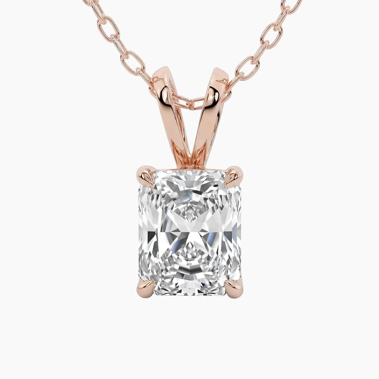 OLENA Classic Radiant Solitaire Design with Adjustable Cable Chain |