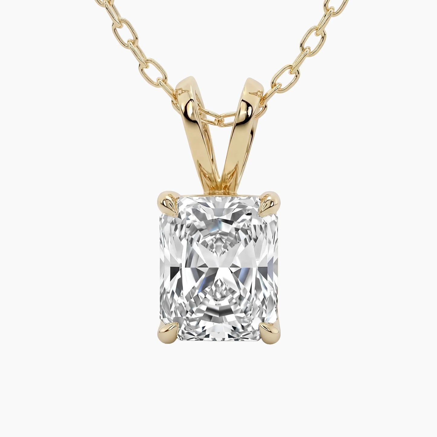OLENA Classic Radiant Solitaire Design with Adjustable Cable Chain |