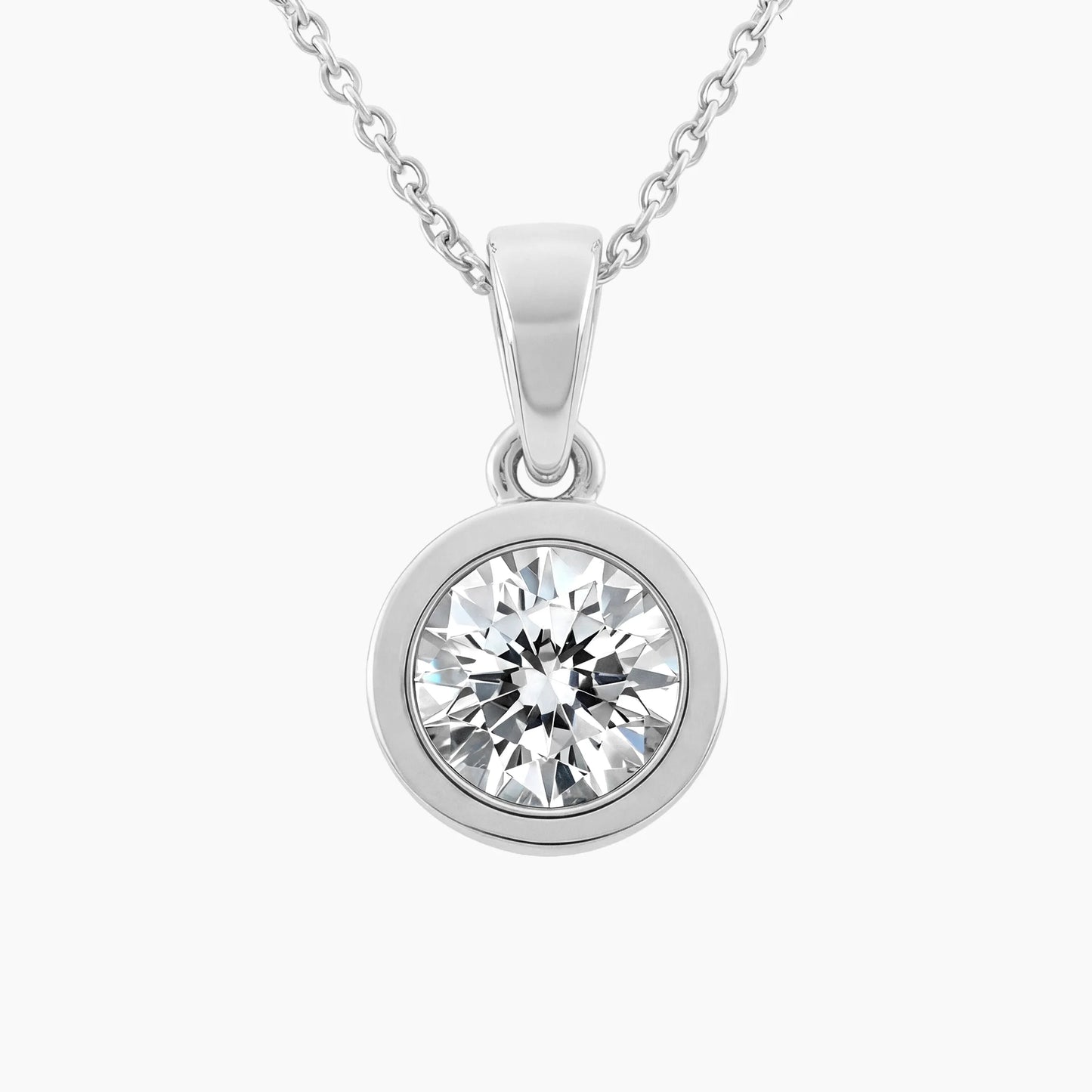 GRACE Round Bezel-Set Solitaire Design with Adjustable Cable Chain |
