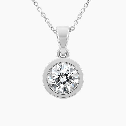 GRACE Round Bezel-Set Solitaire Design with Adjustable Cable Chain |