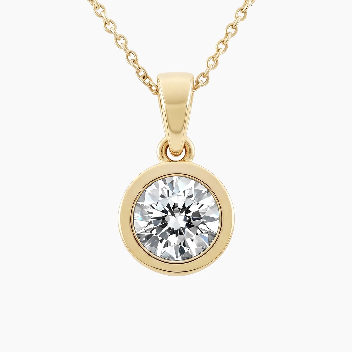 GRACE Round Bezel-Set Solitaire Design with Adjustable Cable Chain |