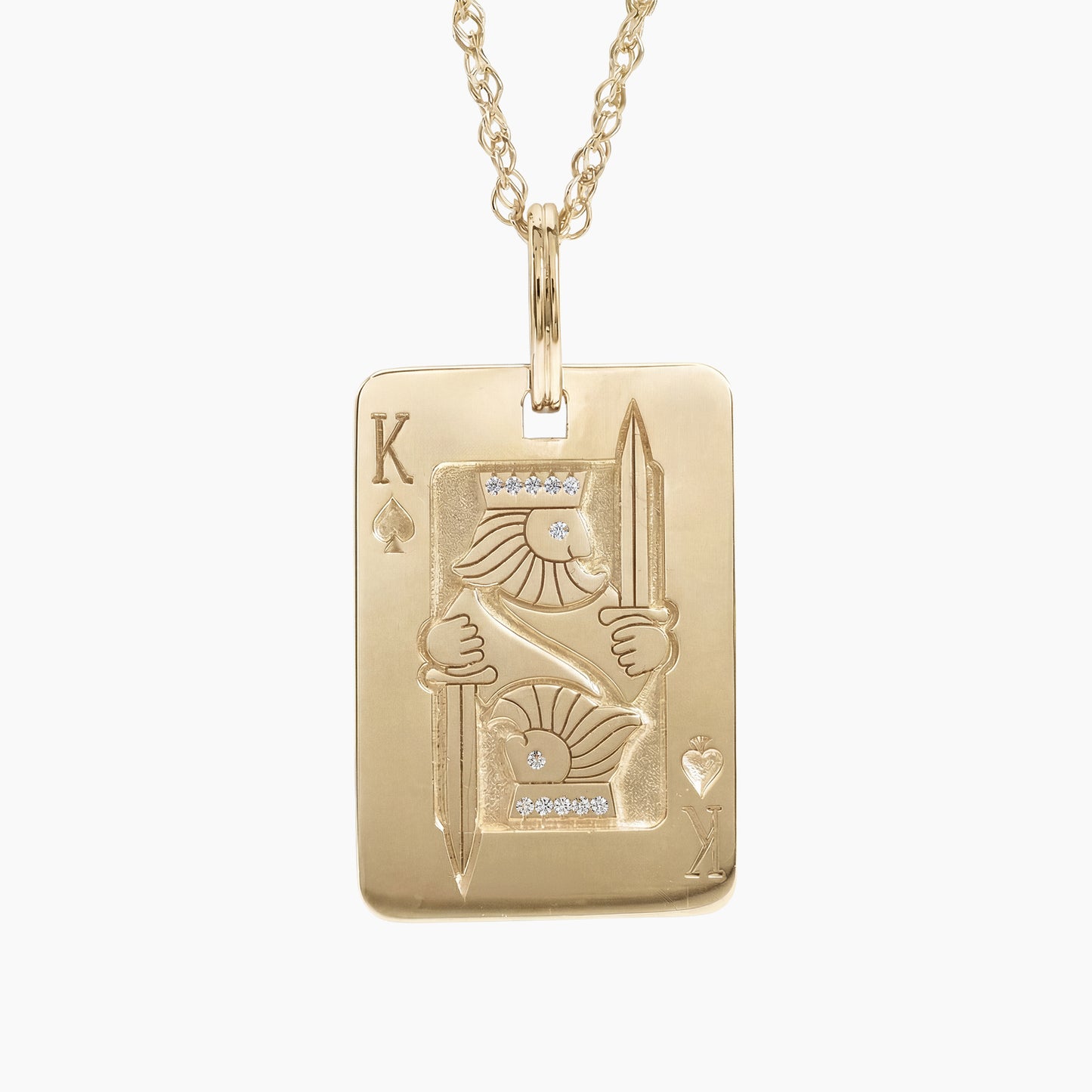 Carmine King of Spades Design in 14K Gold with Chain |
