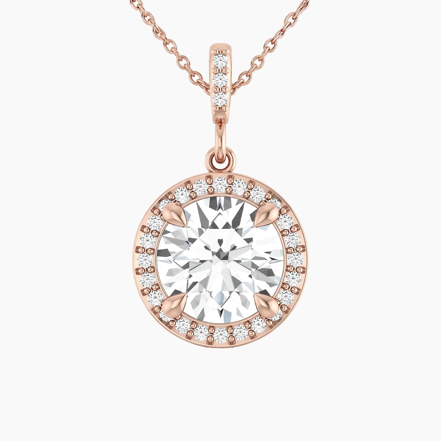 ANTONIA Round Halo Design with 14K Gold Chain |