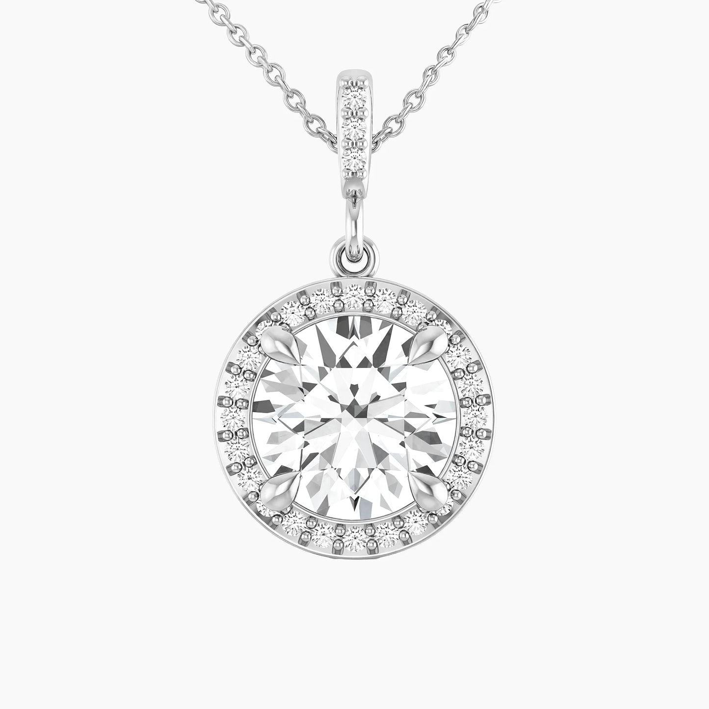 ANTONIA Round Halo Design with 14K Gold Chain |