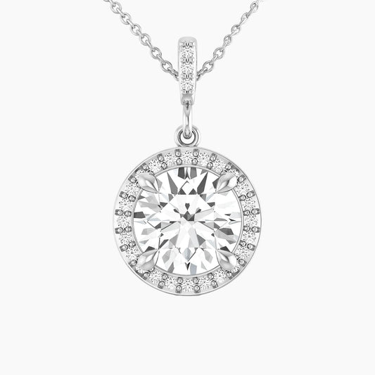 ANTONIA Round Halo Design with 14K Gold Chain |