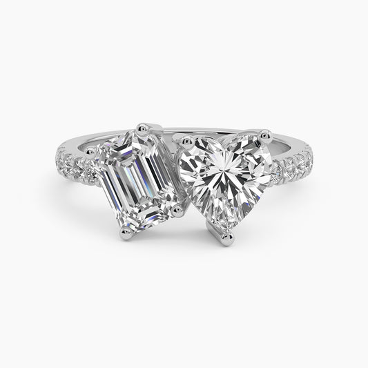 5 CTW PAOLA  "Toi et Moi" Emerald and Heart |